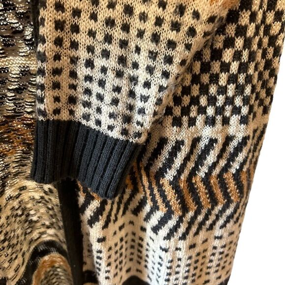 MARLED by REUNITED Color Blocked Striped Print Tan, Gray Boho Aztec Cardigan - Picture 8 of 10